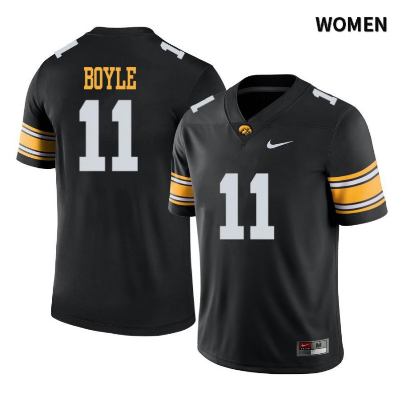 Women's Iowa Hawkeyes NCAA #11 Ryan Boyle Black Authentic Nike Alumni Stitched College Football Jersey LV34R16EJ